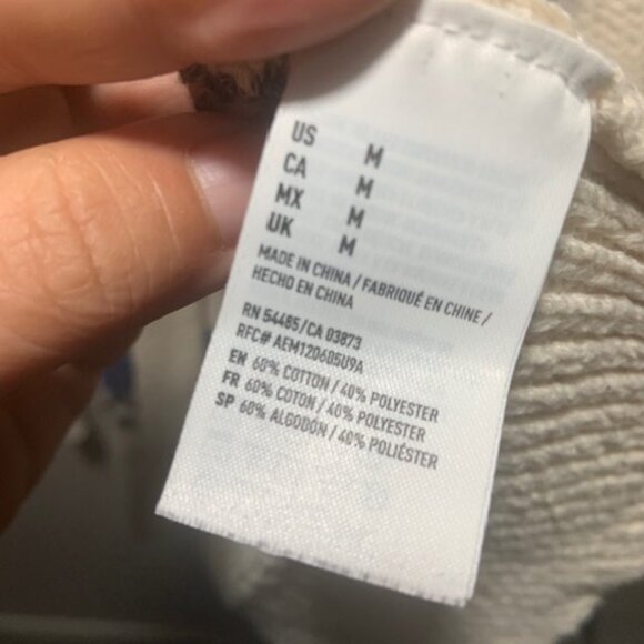 American Eagle Women's Open Knit Cotton Blend Striped Cardigan Sweater - Size M - Picture 6 of 8